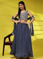 Georgette Blue Festival Wear Embroidery Work Readymade Lehenga Choli